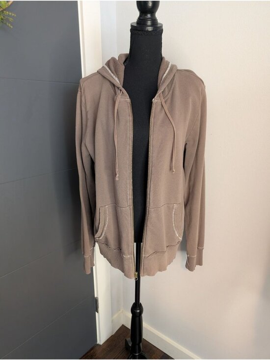 Old Navy Tops - y2k Old Navy Brown 100% Cotton Full-Zip Hoodie - XXL